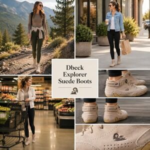 Dbeck Expolorer Suede Leather Boots Womens 7 Sand Beige Mid‎ Top Sneakers